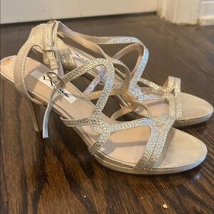 Nina Glittering Gold Strappy Heels size 8